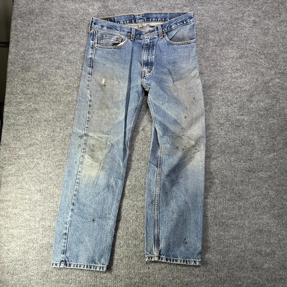 Levi's 505 Straight Fit Jeans Men's Blue Denim‎ Cotton Pockets Zip Fly - 36X29.5